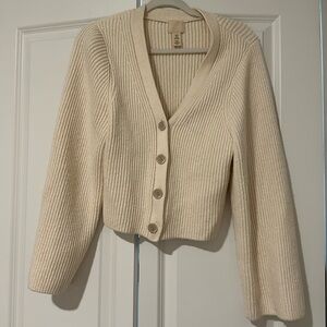 H&M Cream Knit Ribbed Cardigan